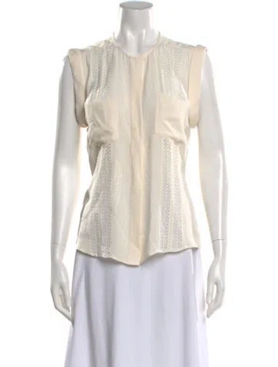 Pre-owned Veronica Beard Silk Sleeveless Blouse In Neutral