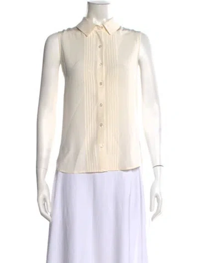 Pre-owned Veronica Beard Silk Sleeveless Button-up Top In Neutral