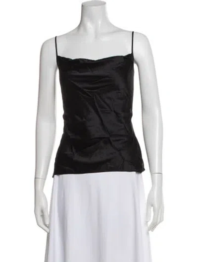 Pre-owned Veronica Beard Silk Square Neckline Top In Black