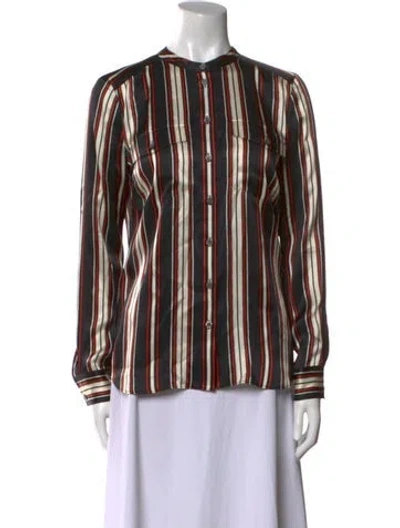 Pre-owned Veronica Beard Silk Striped Blouse In Black
