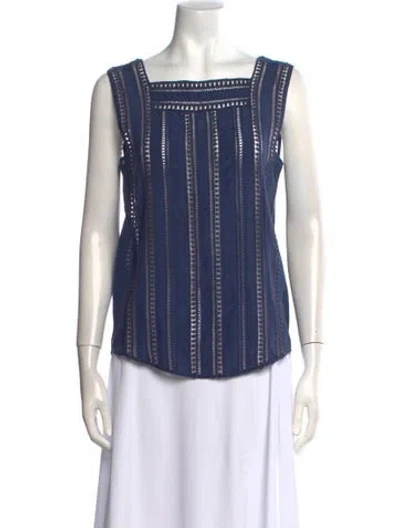 Pre-owned Veronica Beard Silk Striped Blouse In Blue