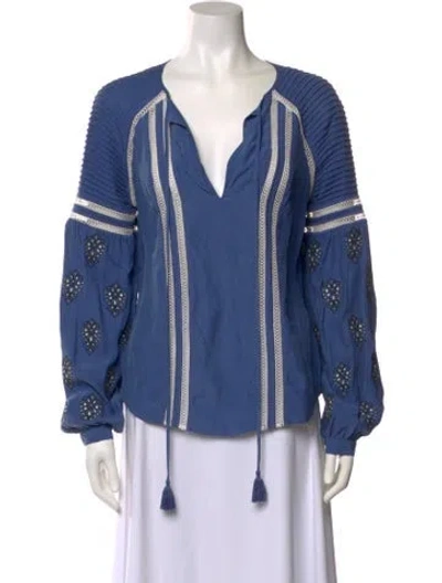 Pre-owned Veronica Beard Silk Striped Blouse In Blue