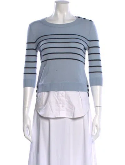 Pre-owned Veronica Beard Silk Striped Sweater In Blue