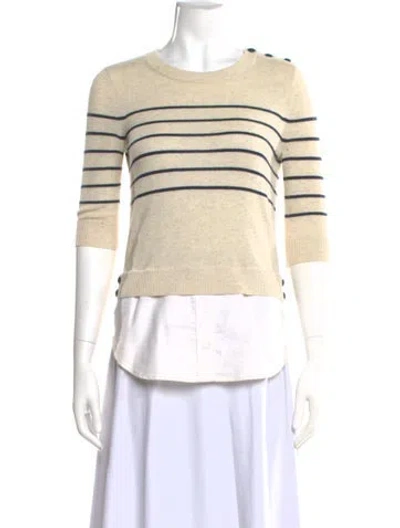 Pre-owned Veronica Beard Silk Striped Sweater In Neutral