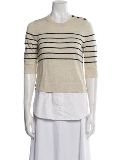 Pre-owned Veronica Beard Silk Striped Sweater In Neutral