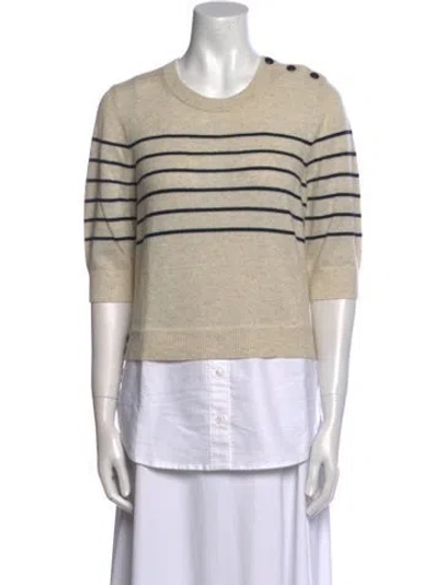 Pre-owned Veronica Beard Silk Striped Sweater In Neutrals