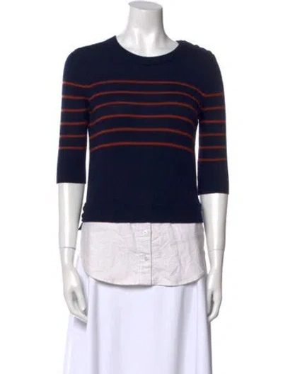 Pre-owned Veronica Beard Silk Striped Top In Blue