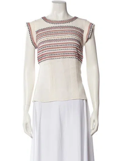 Pre-owned Veronica Beard Silk Striped Top In White