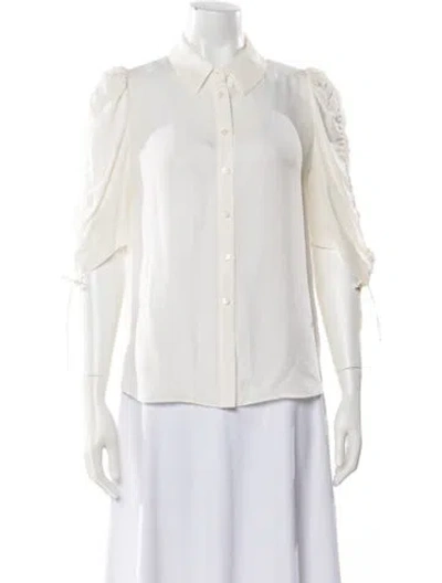 Pre-owned Veronica Beard Silk Three-quarter Sleeve Blouse In Neutral