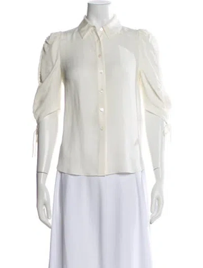 Pre-owned Veronica Beard Silk Three-quarter Sleeve Blouse In Neutral