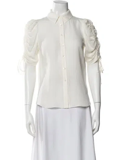 Pre-owned Veronica Beard Silk Three-quarter Sleeve Blouse In White