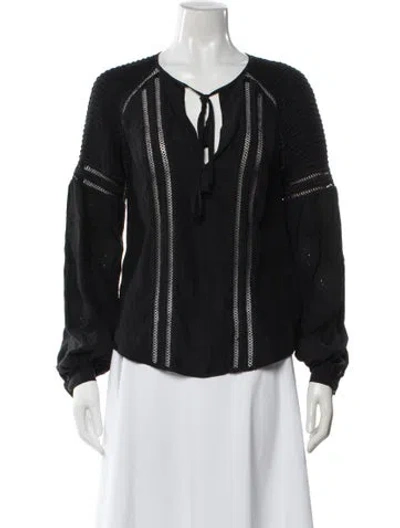 Pre-owned Veronica Beard Silk Tie Neck Blouse In Black