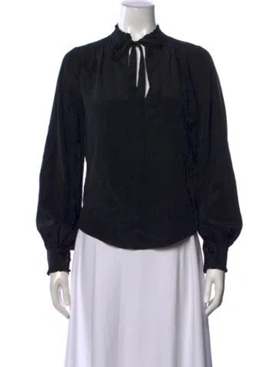 Pre-owned Veronica Beard Silk Tie Neck Blouse In Black