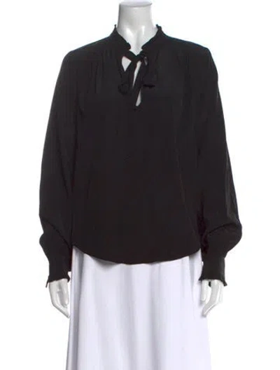 Pre-owned Veronica Beard Silk Tie Neck Blouse In Black