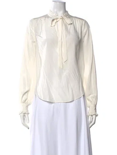 Pre-owned Veronica Beard Silk Tie Neck Blouse In Neutral