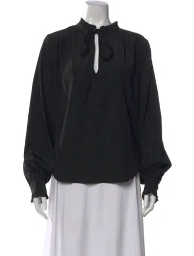 Pre-owned Veronica Beard Silk Tie Neck Blouse W/ Tags In Black