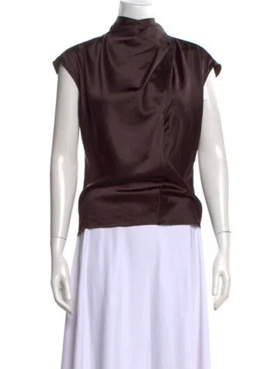 Pre-owned Veronica Beard Silk Tie Neck Blouse W/ Tags In Brown