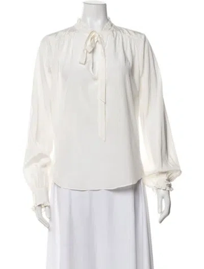 Pre-owned Veronica Beard Silk Tie Neck Blouse W/ Tags In Neutrals