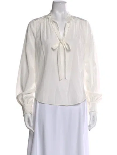 Pre-owned Veronica Beard Silk Tie Neck Blouse In White