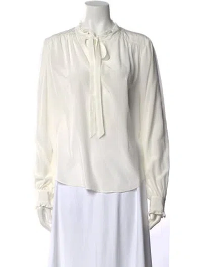 Pre-owned Veronica Beard Silk Tie Neck Blouse In White