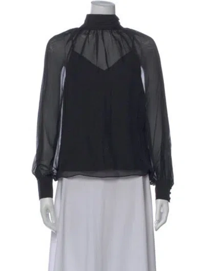 Pre-owned Veronica Beard Silk Turtleneck Blouse In Black