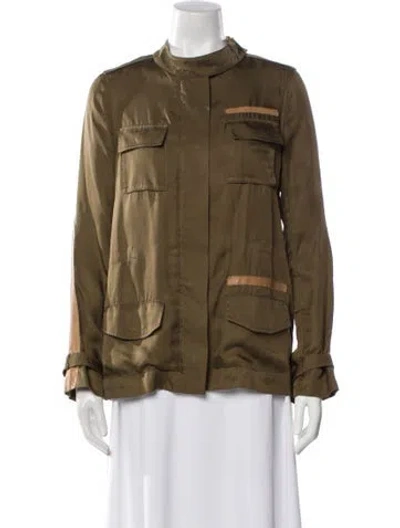 Pre-owned Veronica Beard Silk Utility Jacket In Green