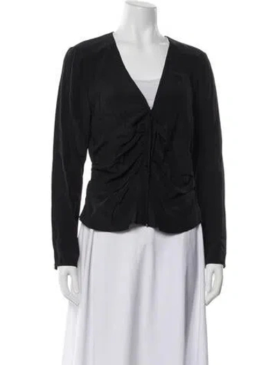 Pre-owned Veronica Beard Silk V-neck Blouse In Black
