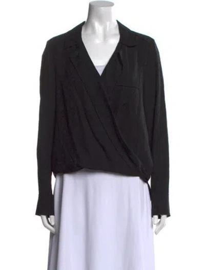 Pre-owned Veronica Beard Silk V-neck Blouse In Black