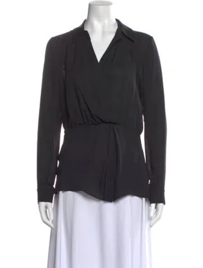 Pre-owned Veronica Beard Silk V-neck Blouse In Black