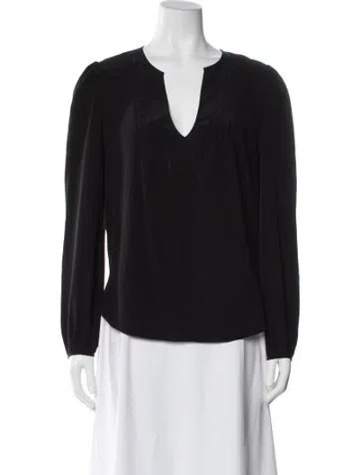 Pre-owned Veronica Beard Silk V-neck Blouse In Black