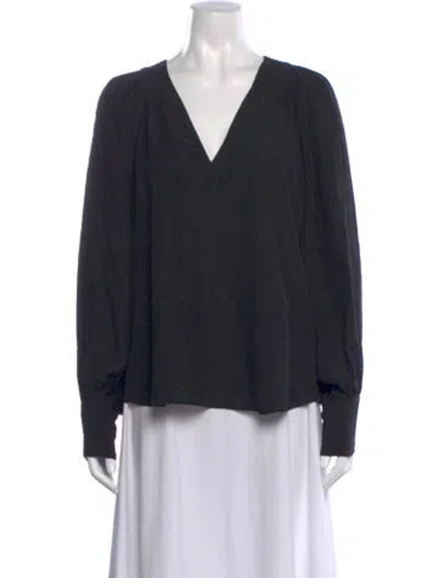 Pre-owned Veronica Beard Silk V-neck Blouse In Black
