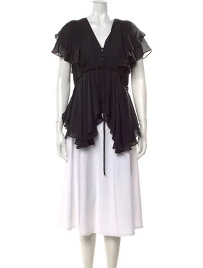 Pre-owned Veronica Beard Silk V-neck Blouse In Black