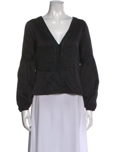 Pre-owned Veronica Beard Silk V-neck Blouse In Black
