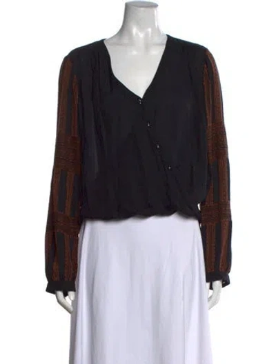 Pre-owned Veronica Beard Silk V-neck Blouse In Black