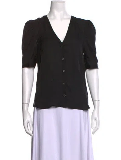 Pre-owned Veronica Beard Silk V-neck Blouse In Black