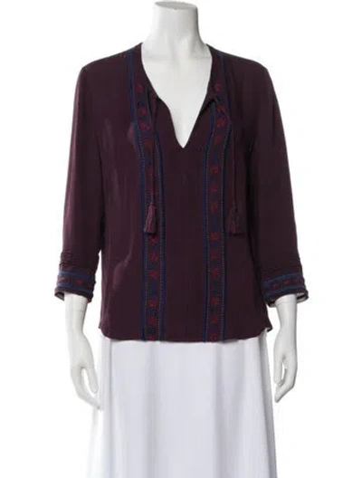 Pre-owned Veronica Beard Silk V-neck Blouse In Blue