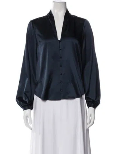Pre-owned Veronica Beard Silk V-neck Blouse In Blue