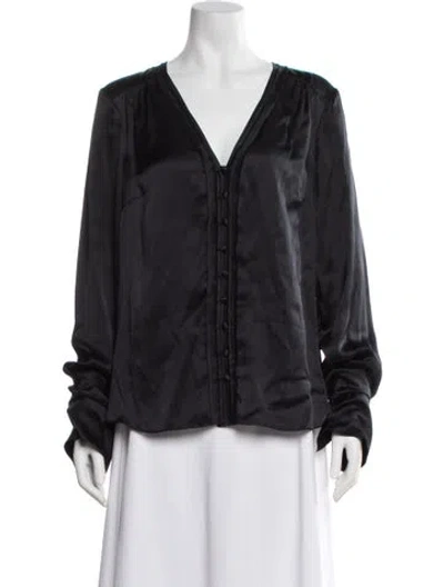 Pre-owned Veronica Beard Silk V-neck Blouse In Blue