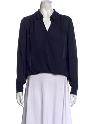 Pre-owned Veronica Beard Silk V-neck Blouse In Blue