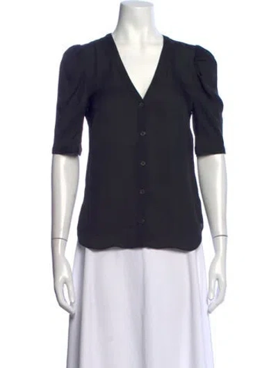 Pre-owned Veronica Beard Silk V-neck Blouse In Blue