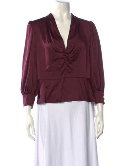 Pre-owned Veronica Beard Silk V-neck Blouse In Burgundy