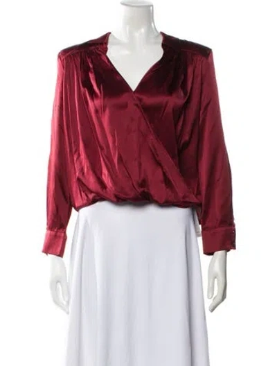 Pre-owned Veronica Beard Silk V-neck Blouse In Burgundy
