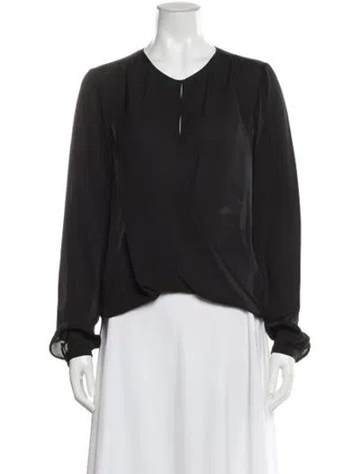 Pre-owned Veronica Beard Silk V-neck Blouse In Gray