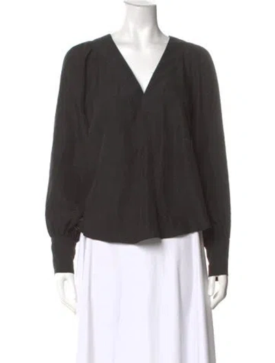 Pre-owned Veronica Beard Silk V-neck Blouse In Gray