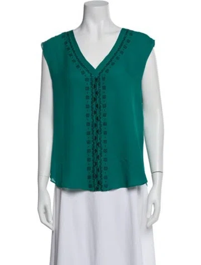 Pre-owned Veronica Beard Silk V-neck Blouse In Green