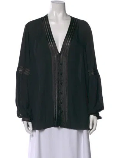 Pre-owned Veronica Beard Silk V-neck Blouse In Green