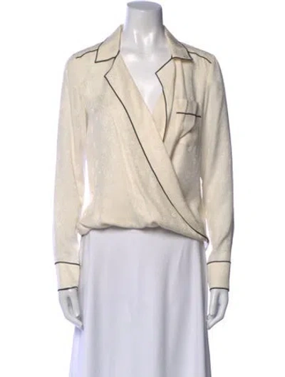 Pre-owned Veronica Beard Silk V-neck Blouse In Neutral