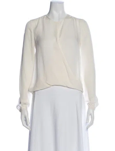 Pre-owned Veronica Beard Silk V-neck Blouse In Neutral