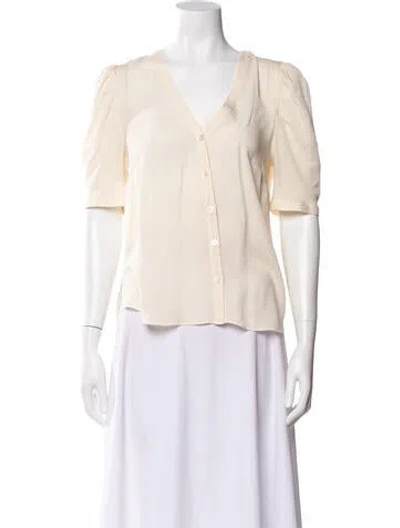 Pre-owned Veronica Beard Silk V-neck Blouse In Neutral