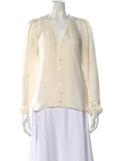 Pre-owned Veronica Beard Silk V-neck Blouse In Neutral